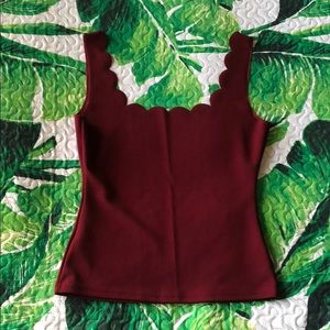 Shein Red Scallop Neck Tank